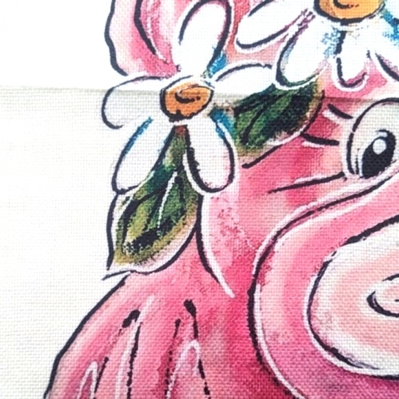 NEW Daisy PIG Pillow Cover 20X20" Pink Farmhouse Farm Life Country Year of the - Picture 4 of 8